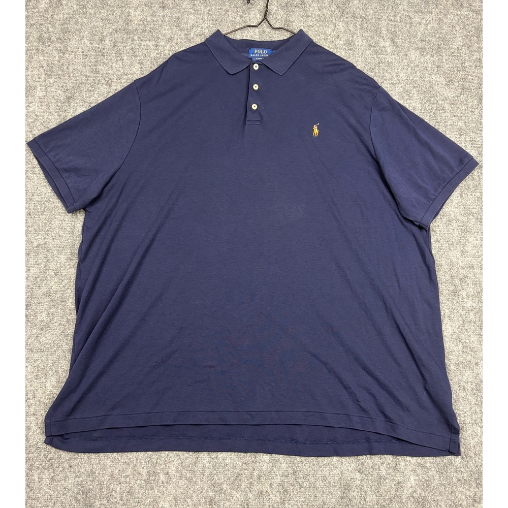 Polo Ralph Lauren Mens XXL Classic Fit Navy Blue Short Sleeve Jersey Polo Shirt